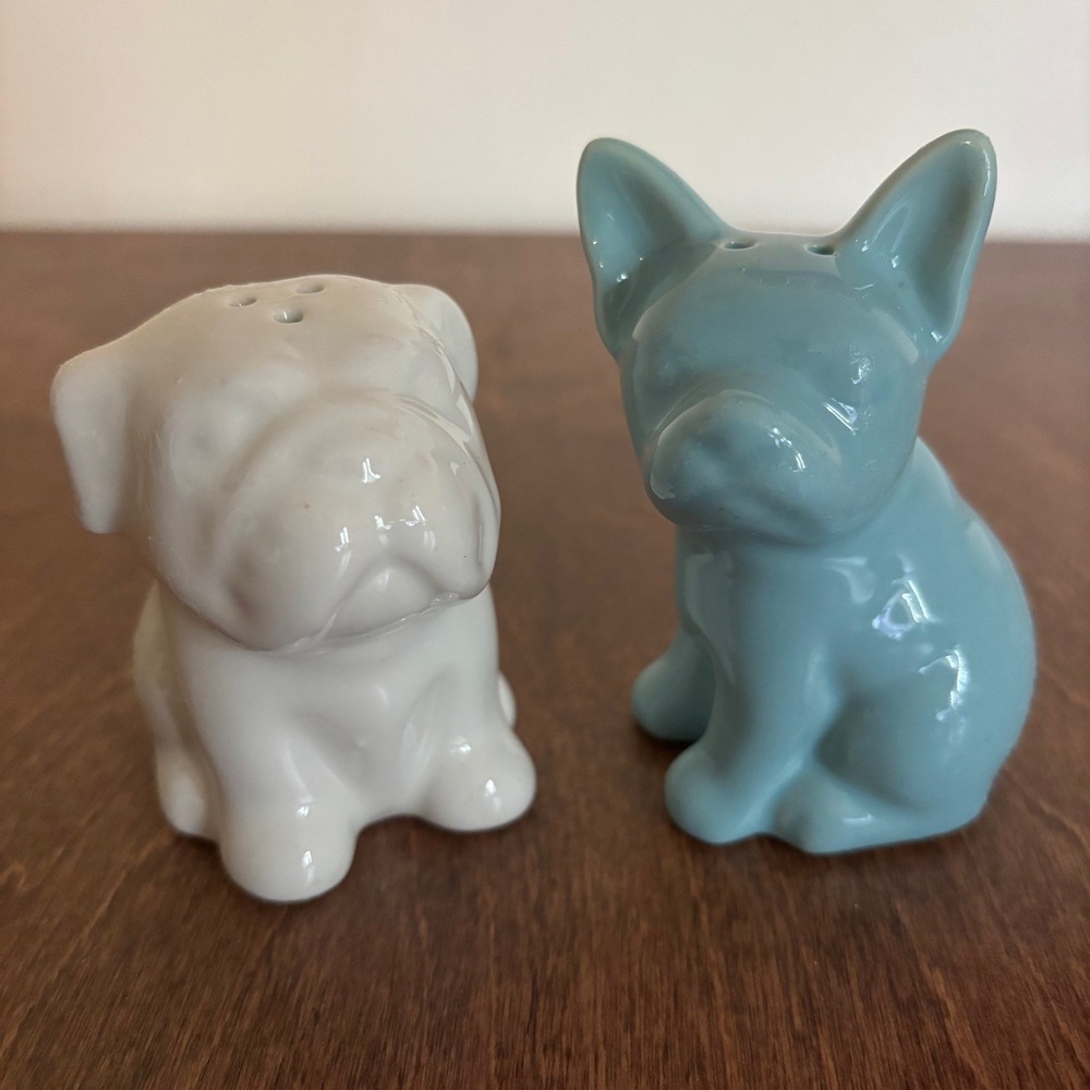 Target Salt and Pepper Shakers Home White Blue Excellent Pug French Bulldog